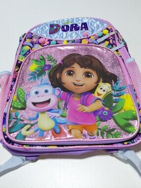 NICKELODEON Dora Kids  Purple Backpack with Glitter Front Pocket